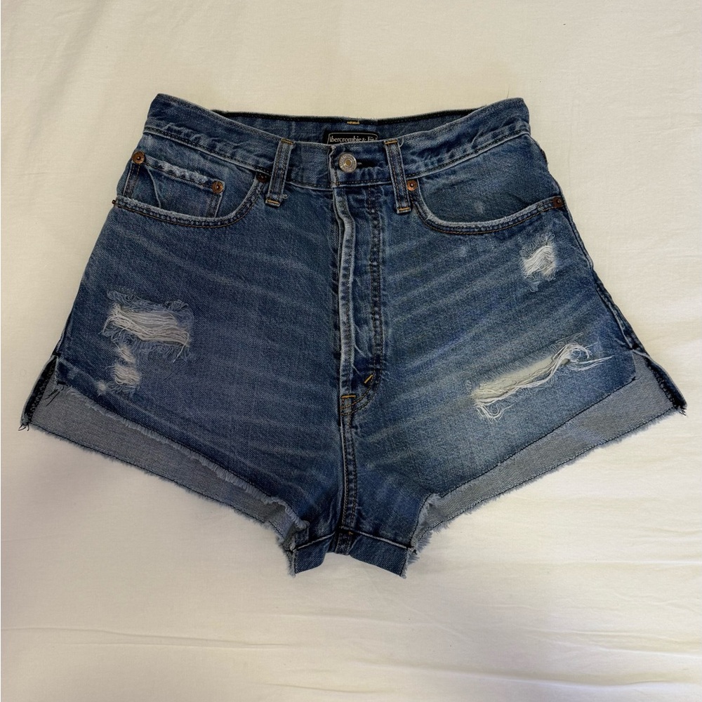 Abercrombie & Fitch Blue Distressed Jean Shorts